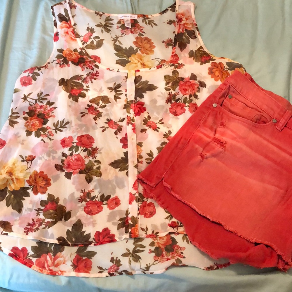 Short Shorts with Sheer Sleeveless Top
